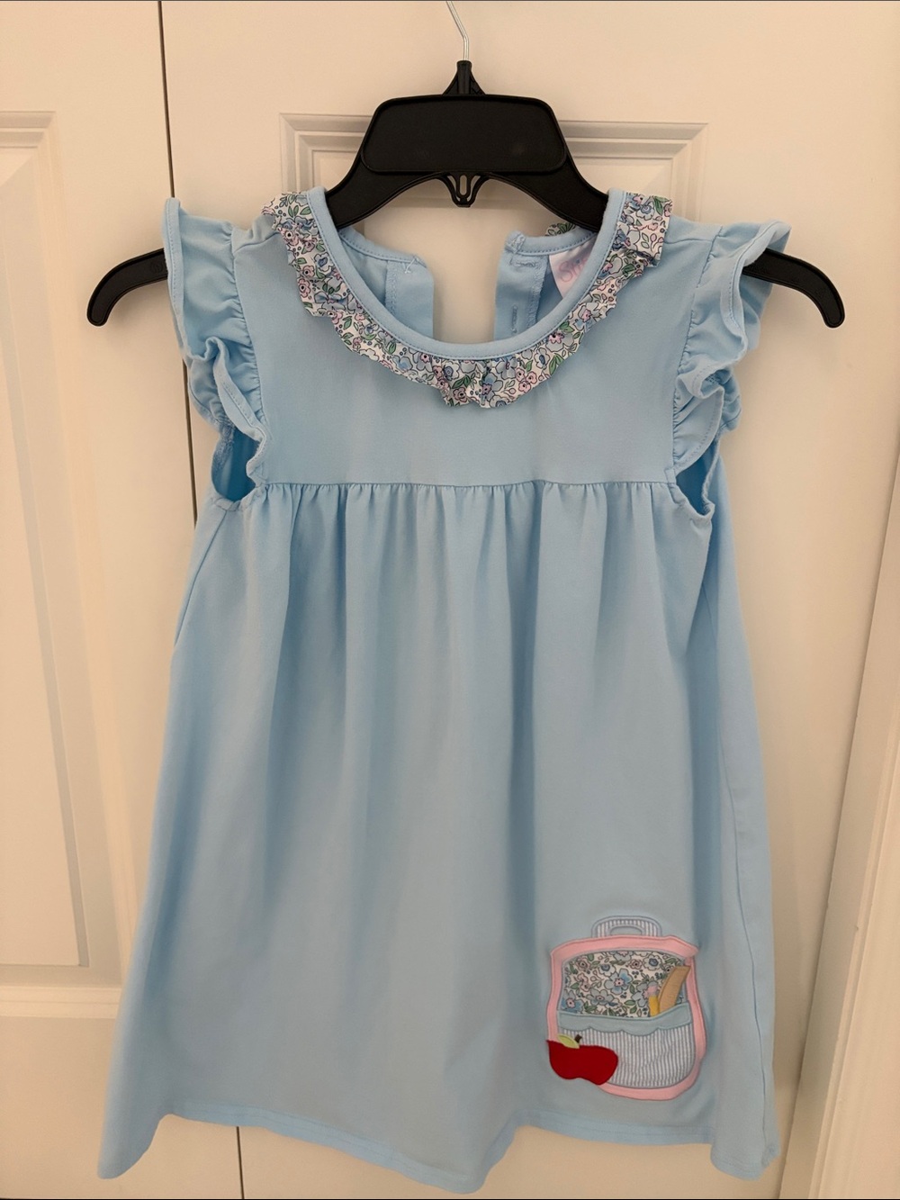 Stitchy Fish light blue ruffle dress back to school size 7 girls